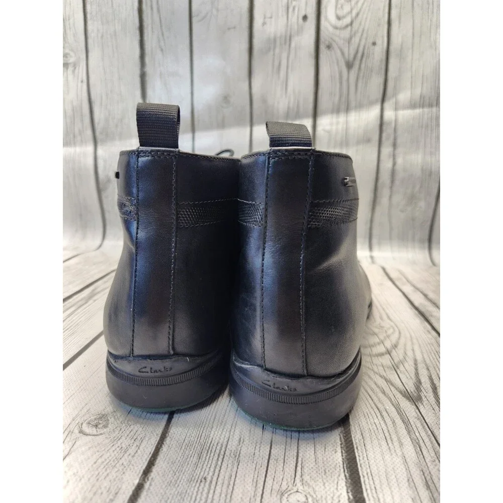 Clarks Gleeson Hi Gore-Tex Boots Mens 10 M Black Leather Ankle Chukka Waterproof